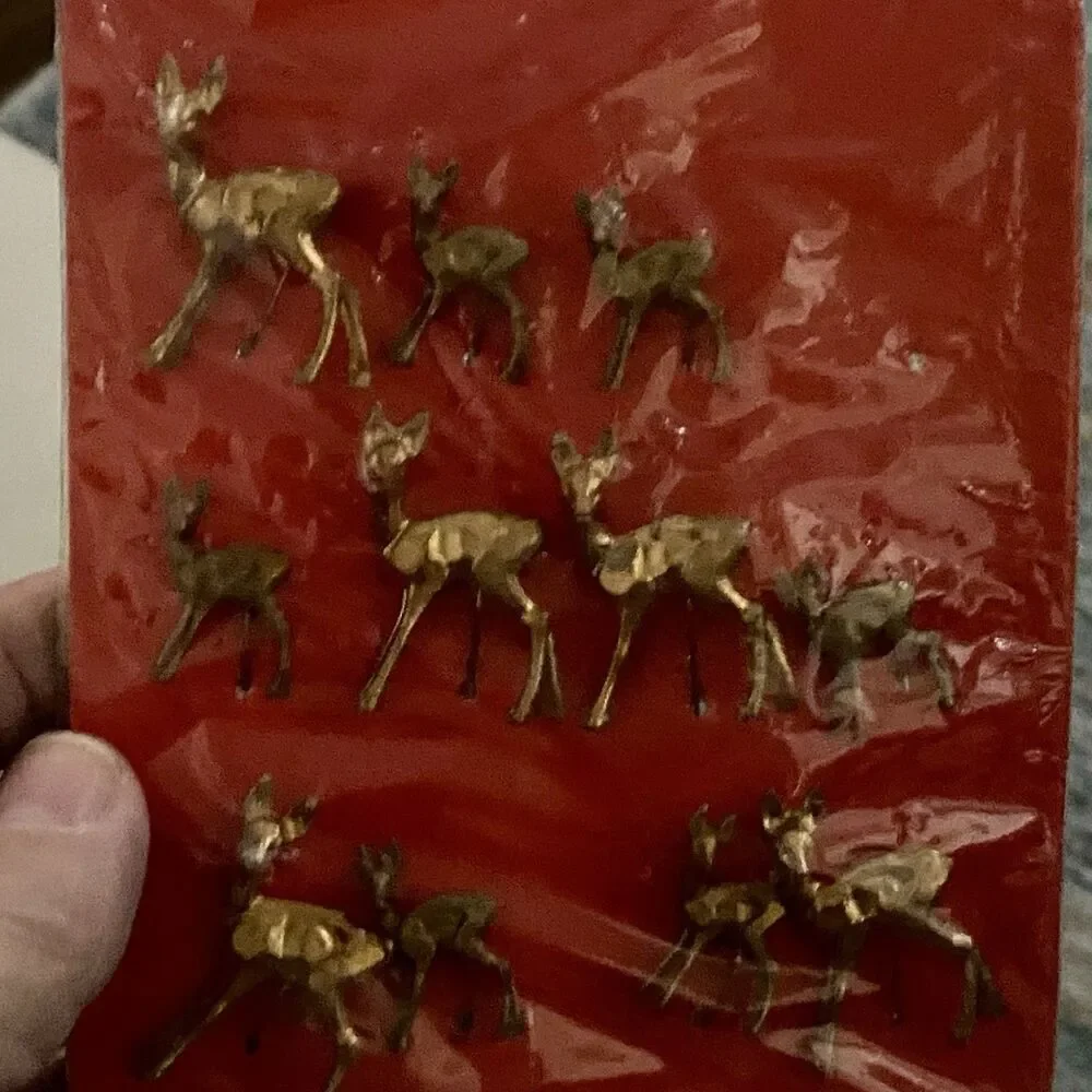 Vintage Merri Craft Gold Color Deer Fawn Decorating DIY Craft Christmas Minis